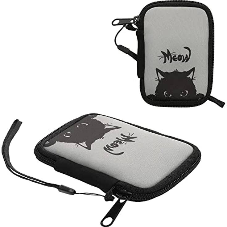 kwmobile In-Ear Kopfhörer Tasche - Neopren Cover Case in Grau Schwarz - Kompatibel mit Airpods, Sony WF-1000XM4, Galaxy Buds - Wasserdicht & mit 2 Innenfächern - Individuelles Design – Bild 5