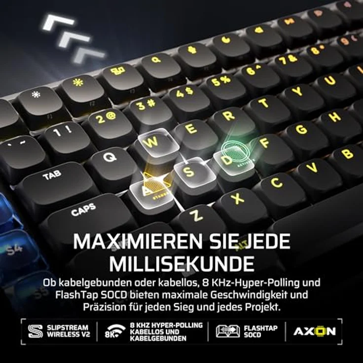 Corsair Vanguard Air 99 Wireless Gaming-Tastatur, optisch-mechanisch mit 8K Polling, Low Profile, DE-Layout - schwarz – Bild 5