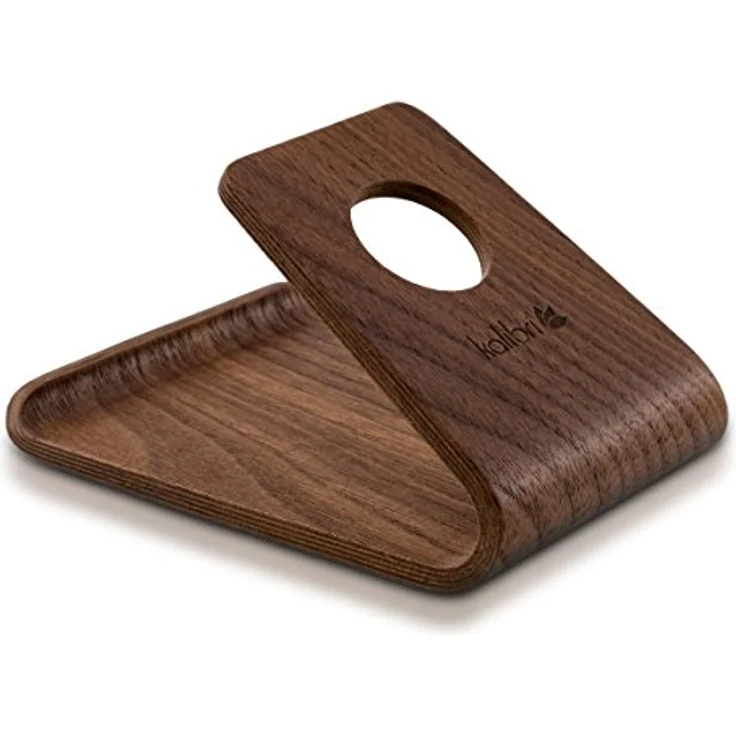 kalibri Handy Halterung Smartphone Ständer - Universal Halter für iPhone Samsung iPad Tablet u.a. - Tisch Stand Dock in Walnuss-Holz Dunkelbraun – Bild 3