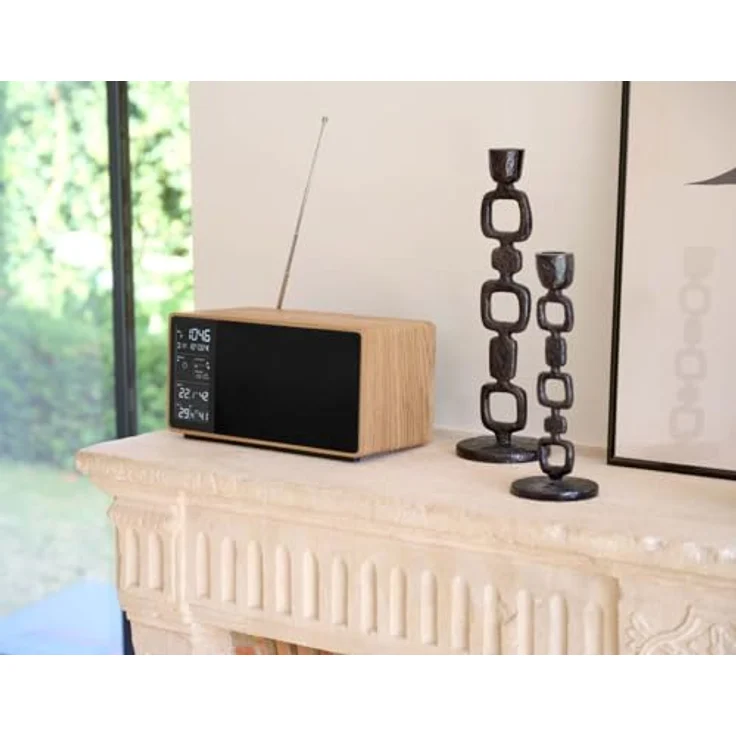 Thomson Bluetooth Wetterstation Lautsprecher 50W, UKW-Radio, Holz Schwarz – Bild 2