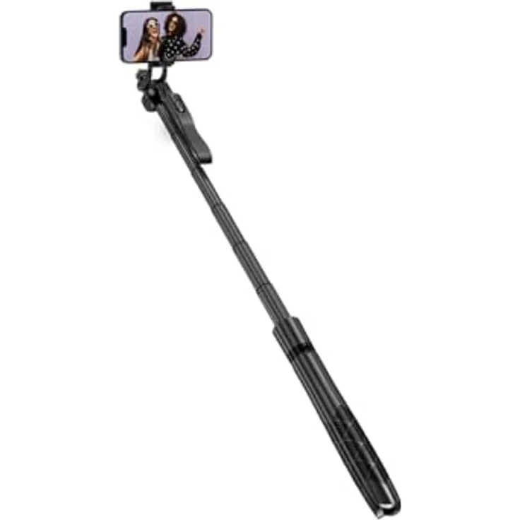 Crong SelfieGo Ultra, Bluetooth-Selfie-Stick mit Stativfunktion, Aluminiumlegierung, Schwarz