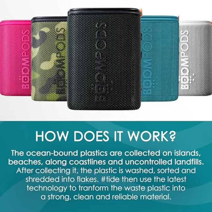 Boompods Beachboom Nachhaltiger Bluetooth-Lautsprecher aus Ozeangebundenem Kunststoff, IPX7 wasserdicht, Selfie-Funktion – Bild 3
