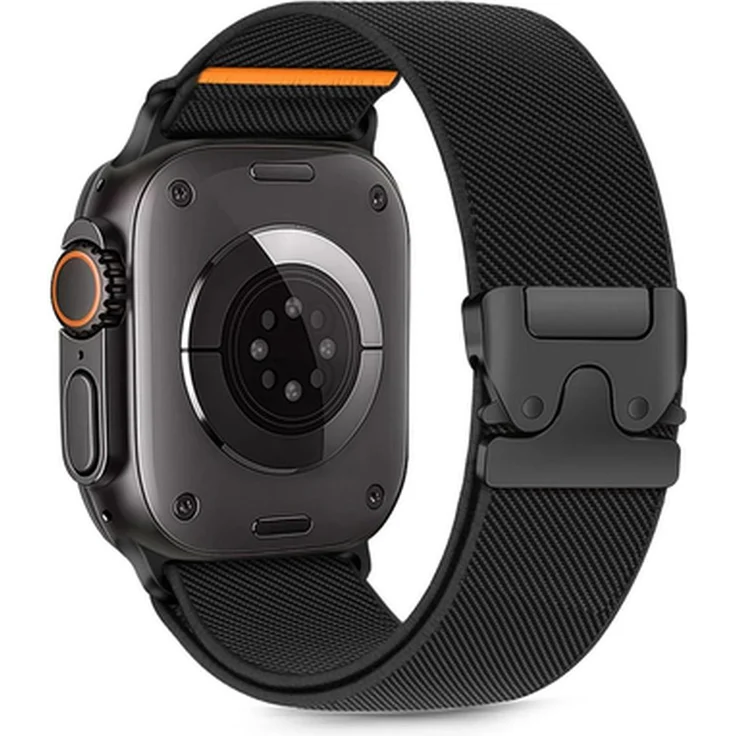 Tech-Protect Nylon-Verschluss für Apple Watch 6 / 7 / 8 / 9 / 10 / SE / Ultra 1 / 2 (44 / 45 / 46 / 49 Mm), strapazierfähig und atmungsaktiv, schwarz