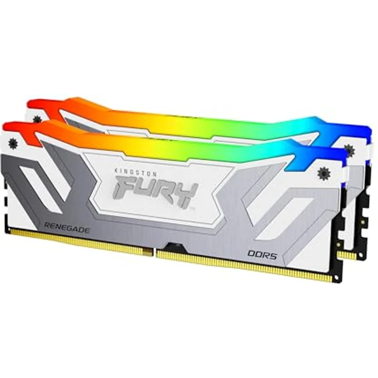 Kingston Fury Renegade DDR5 RGB, 48GB (2x24GB) 8000MT/s CL38 DIMM Gaming Speicher Kit, Silber/Weiß – Bild 1
