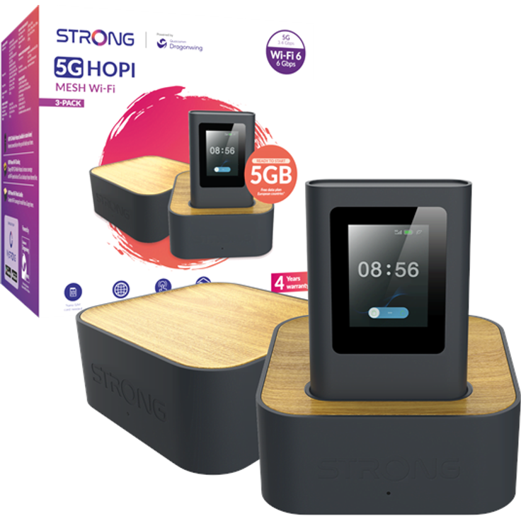 Strong 5G HOPI MESH Wi-Fi (3-Pack) - Dual-Band Wi-Fi 6 Router mit 3000 Mbit/s und Tragbarem 5G MiFi