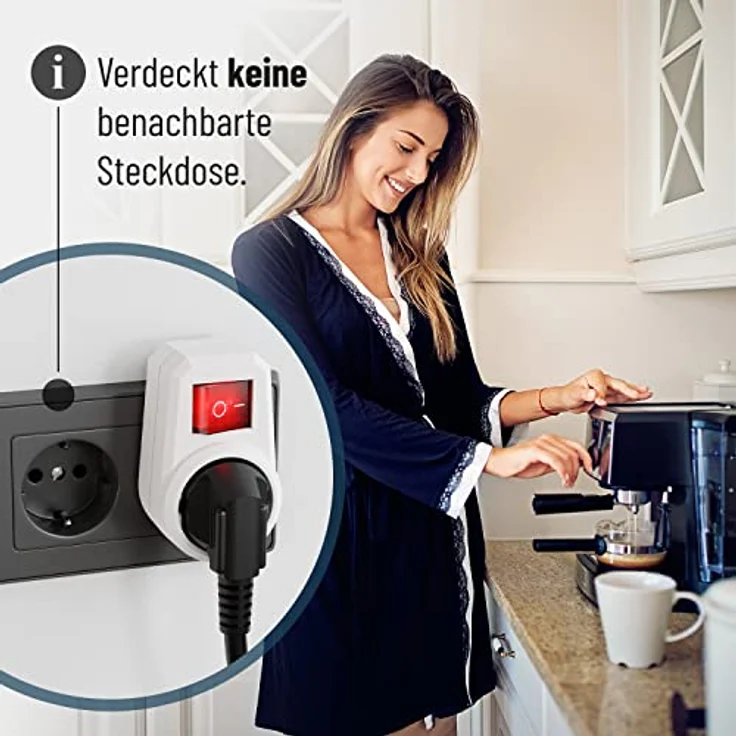 greate. 3x 1fach Steckdosenadapter mit Schalter - Zwischenschalter ohne Kabel Mehrfachsteckdose – Bild 2
