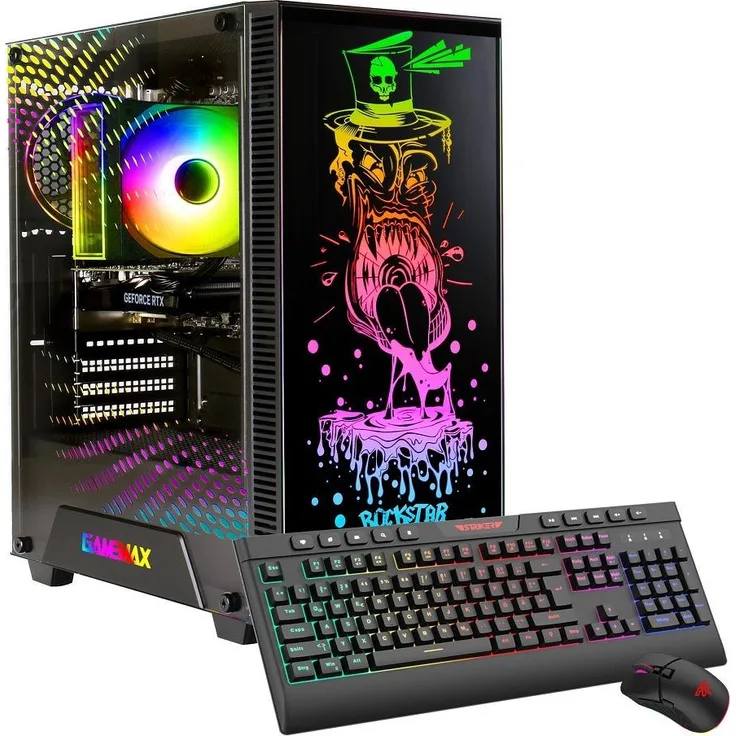 Hyrican GAMEMAX Rockstar 8184, Gaming-PC mit AMD Ryzen 7 5700X, 16GB RAM, 1TB SSD, NVIDIA RTX 5060, Schwarz, Windows 11 Home