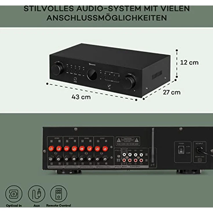 AMP-CD950 DG Digital-Multikanal-Verstärker 8x100W RMS BT Opt.-In Fernbedienung – Bild 6