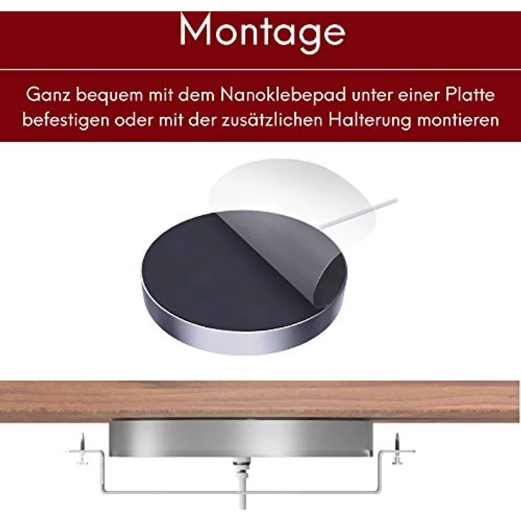 kalb QI Unterbau- und Einbau-Ladegerät, grau, Wireless Induktions-Ladegerät mit Ladedistanz 3-18 mm, platzsparend und spritzwassergeschützt – Bild 4