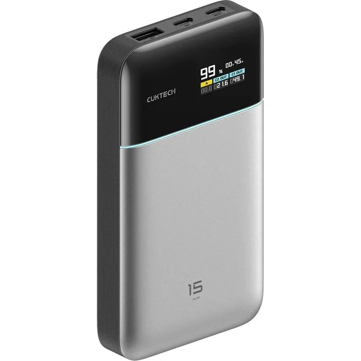 Cuktech PB150S, 100W Powerbank mit 15000mAh und TFT-Display, Grau