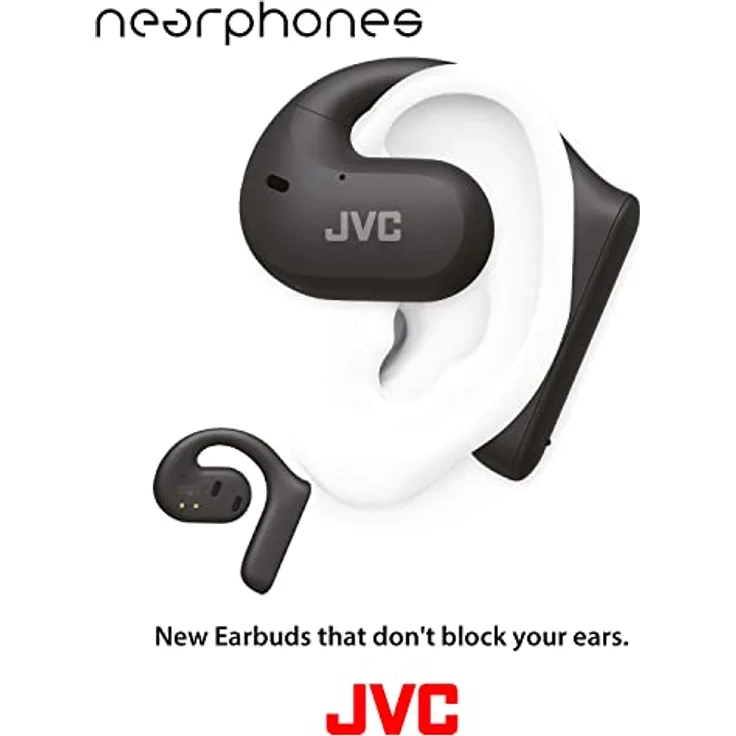JVC Nearphones HA-NP35T-B, True Wireless Earbuds, Open Ear Design, Noise Cancelling, IPX4, Mikrofon-Muting, 17 Std. Laufzeit, BT 5.1, (Schwarz) – Bild 2