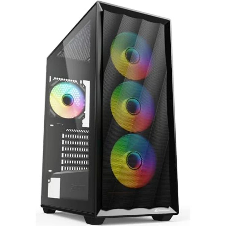 Sharkoon VK4 ARGB Schwarz, ATX PC-Gehäuse mit 4 vorinstallierten 120-mm-ARGB-PWM-Lüftern, Platz für Wasser-kühlung und bis zu 35 cm Grafikkarten – Bild 1