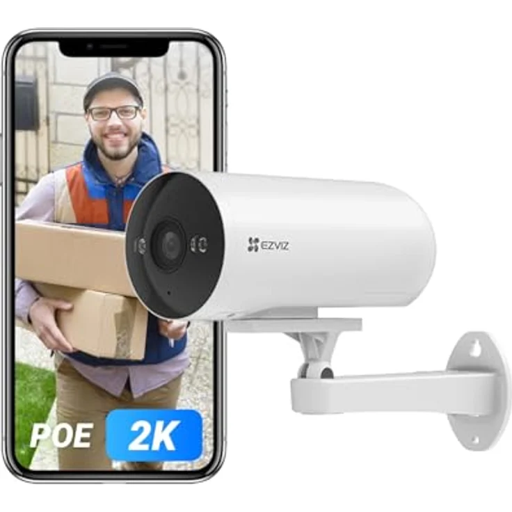 EZVIZ H5 PoE, 2K Intelligente Außenüberwachungskamera mit Personen-/Fahrzeugerkennung, Farbnachtsicht, IP67 wasserdicht, 512 GB Speicher, WLAN IP Kamera mit Aktiver Verteidigung – Bild 1