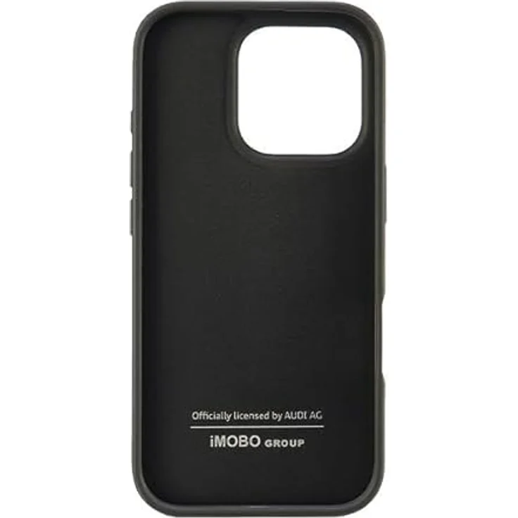 Audi Handyhülle iPhone 16 Pro, Kunstleder schwarz mit Metall Logo, 6,3 Zoll, Stoßfest, passgenau – Bild 6