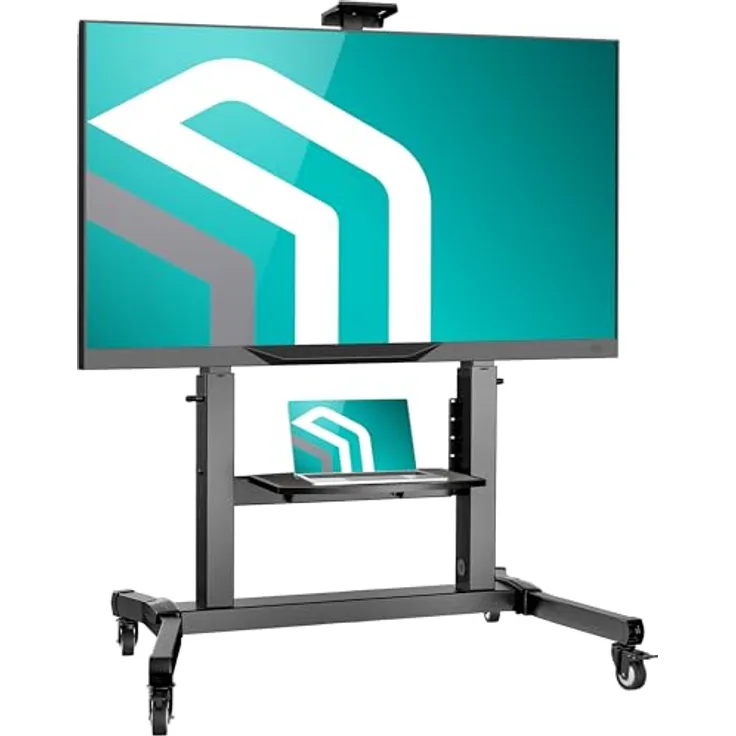 ONKRON TV Ständer rollbar für 50-100 Zoll TVs bis zu 120 kg, höhenverstellbar & neigbar max 1000x600 VESA Standfuß Schwarz TS1991-B