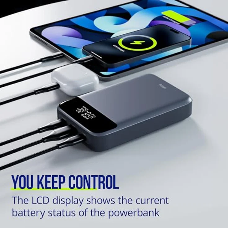 FOREVER Allity Powerbank APB-200 PD QC 130W 19200 mAh Grau - Schnelles Laden für Laptops und Smartphones – Bild 4