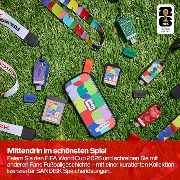 SanDisk 1 TB FIFA World Cup 2026 Portable SSD, bis zu 800 MB/s, inklusive USB-C-auf-A-Kabel, Fallschutz aus 2 m Höhe, kompatibel mit Laptops und Android-Geräten – Bild 2