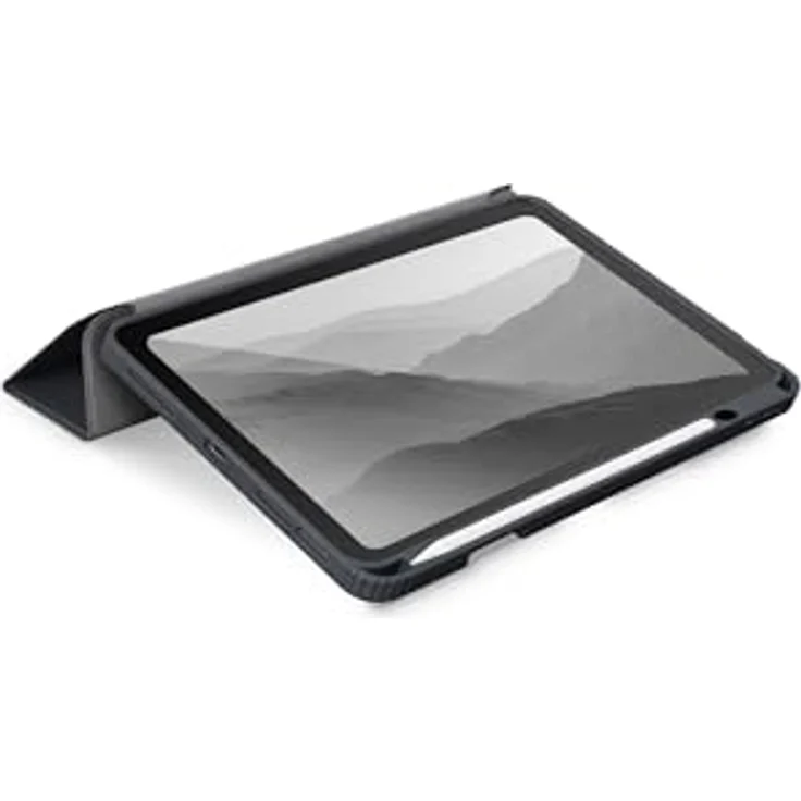 UNIQ Moven Schutzhülle für iPad 10,2, ultradünn mit transparenter Rückseite, 3 Klappen Video- und Dactylographie-Halterung, inkl. Fach für Eingabestift (schwarz) – Bild 3