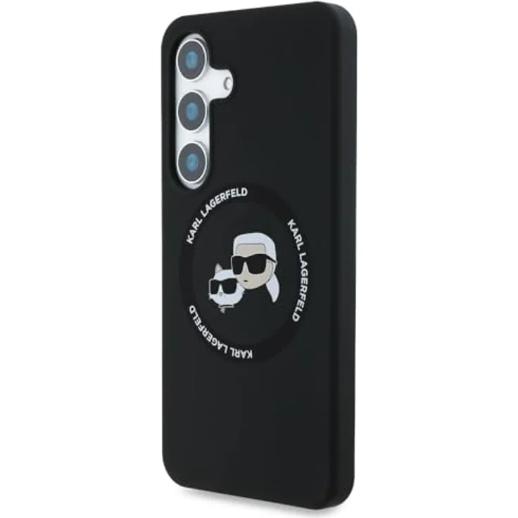 CG MOBILE Karl Lagerfeld Silikonhülle Doppelköpfe und Kreis, kompatibel mit MagSafe für Samsung Galaxy S25+, Schwarz – Bild 2