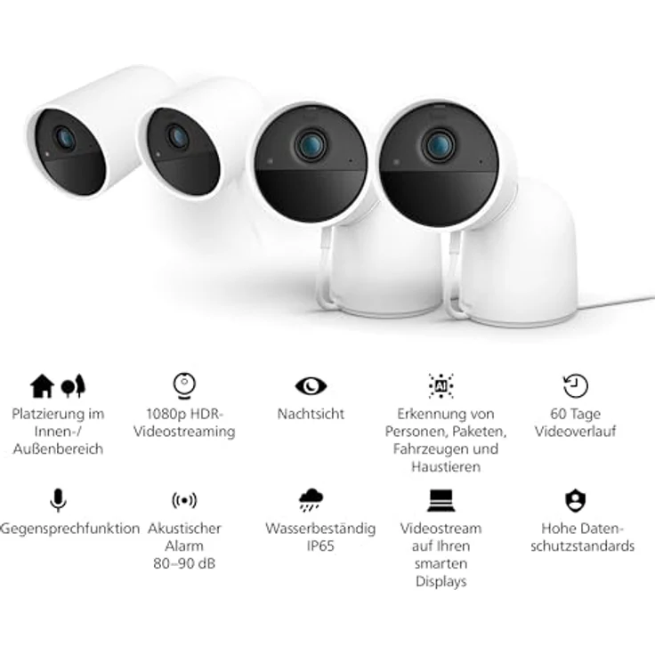 Philips Hue Secure kabelgebundene Smart Home Überwachungskamera mit Standfuß, Full HD Video, für drinnen oder draußen, einfach zu installieren, Smart Home Security und Lichtsteuerung per App, weiß – Bild 3