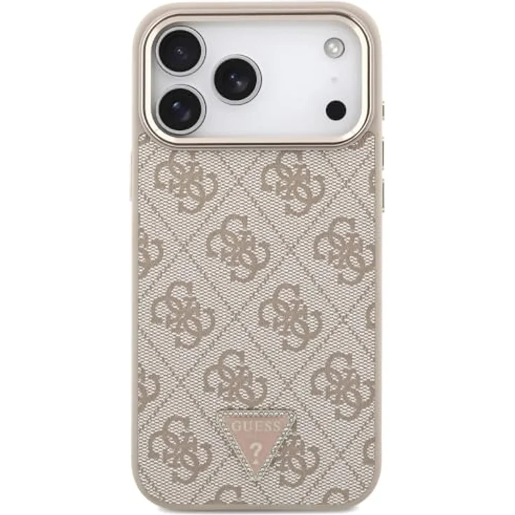 CG MOBILE Guess 4G Triangle Logo Schutzhülle für iPhone 17 Pro Max, kompatibel mit MagSafe, TPU/PC/Kunstleder, Pink/Gold – Bild 3