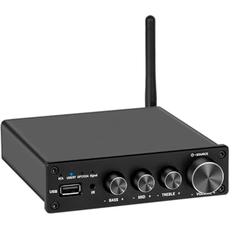 Kruger&Matz A20, Bluetooth 5.1 aptX HD Stereo-Verstärker mit 2x100W Leistung und Fernbedienung, elegantes Design – Bild 2