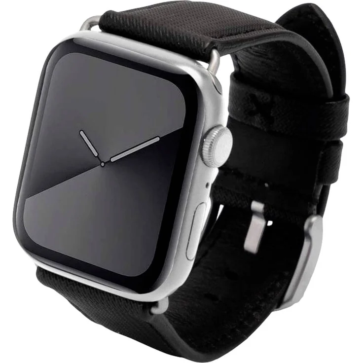 JT Berlin Watchband Wannsee Armband, 42 mm - 49 mm, Schwarz/Silber, für Watch Series 1, 2, 3, sportlich und wasserdicht