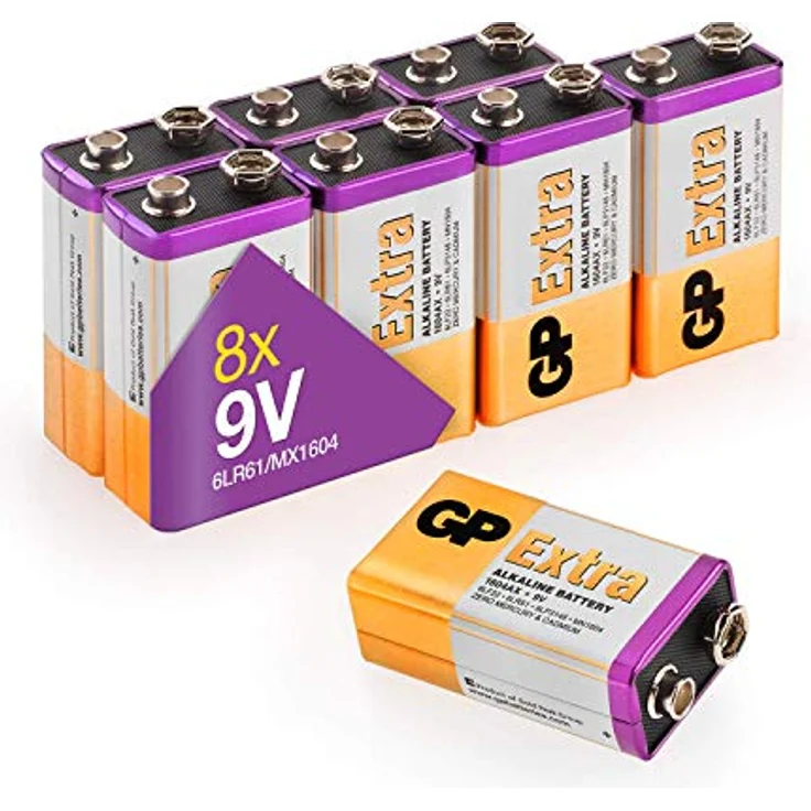 GP Batteries - Pack de 8 Pilas 9V alcalinas (MN1604 / 6LR61) - Duración y Rendimiento excepcional - 9 Voltios / PP3 / 6LR61 / MN1604 – Bild 1