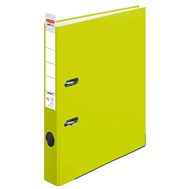 Herlitz Aktenordner maX.file protect A4 5cm neon grün, Qualitäts-Hebelmechanik mit extremer Zuhaltekraft – Bild 2