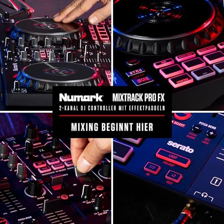 Numark Mixtrack Pro FX ? 2 Deck DJ-Controller für Serato DJ mit DJ-Mixer, integriertem Audio Interface, Touch-kapazitiven Jogwheels und Effekt-Paddel – Bild 8