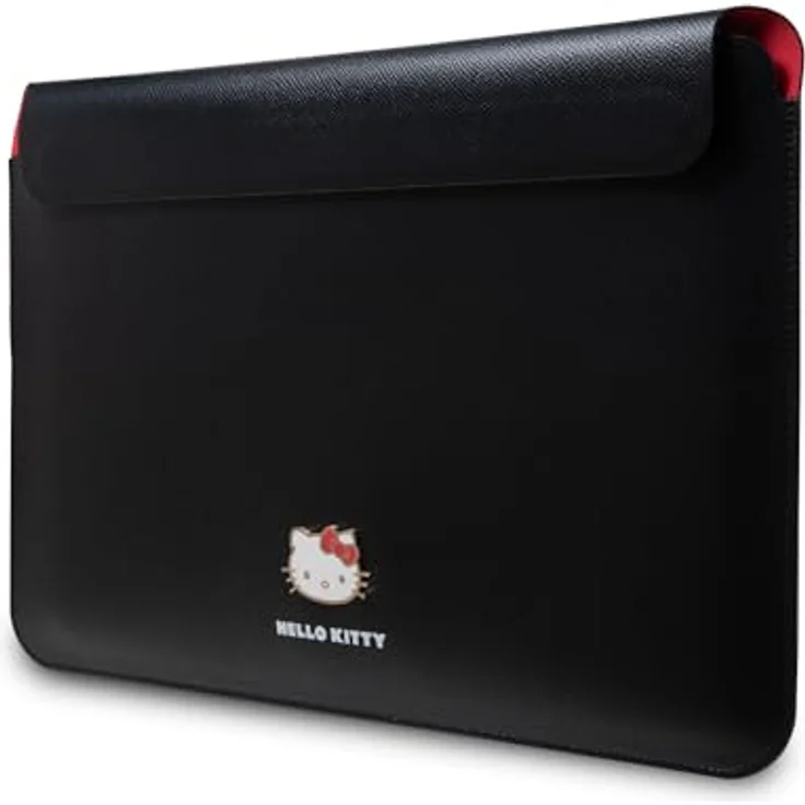 CG MOBILE Hello Kitty Sleeve HKCS14PGHDLMK 14"" Schwarz PU Metal Logo Laptop-Tasche aus Öko-Leder, Metalllogo, 35,5 x 24,5 x 2,5 cm, 1 großes Fach – Bild 2