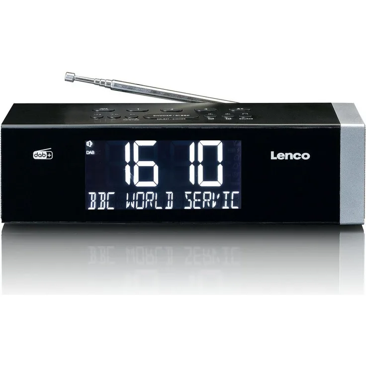 Lenco Radiowecker CR-640BK, schlichtes Design, integrierte Lautsprecher & Backup-Batterie