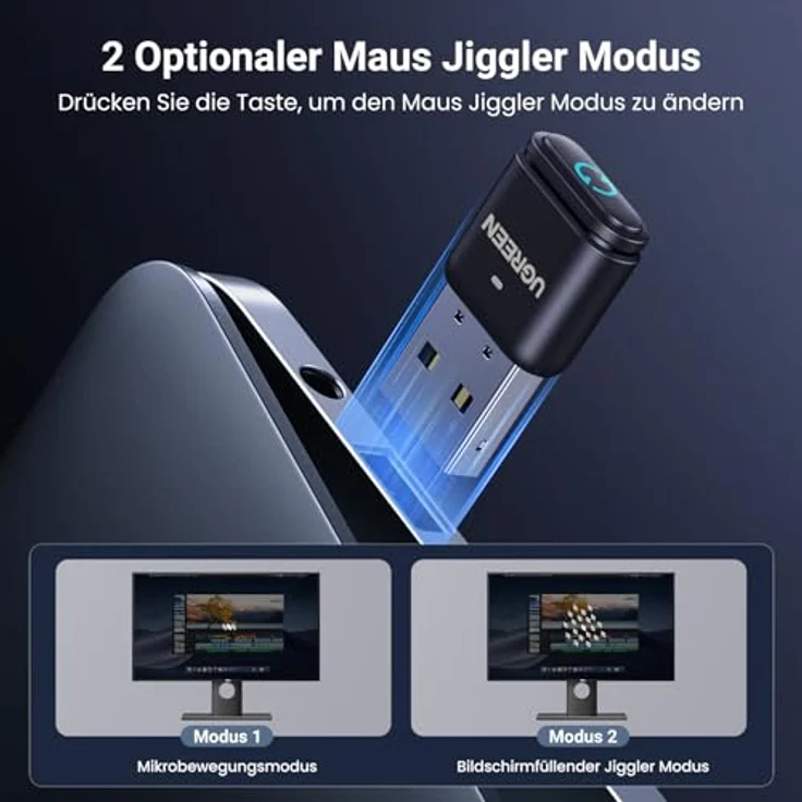 UGREEN Bluetooth 5.3 Adapter für PC, mit Maus Jiggler Funktion, Dongle für 5 Geräte gleichzeitig, Plug & Play, unterstützt Windows 8.1/10/11 – Bild 5