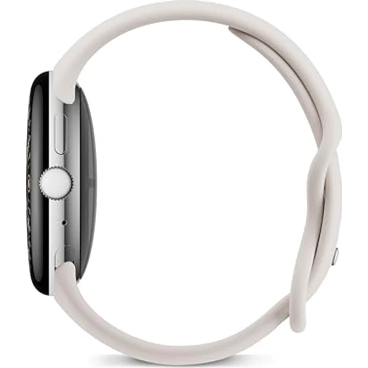 Google Pixel Watch 4 (45 mm), Android-Smartwatch mit Gesundheits- und Fitness-Tracking, Aluminiumgehäuse in Polished Silver, Sportarmband in Porcelain, LTE – Bild 3