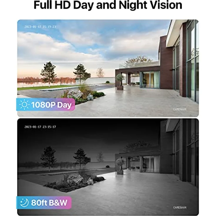 ZOSI Z1080P, Außen Video Überwachungskamera Set mit 8CH DVR Recorder, 1TB Festplatte, 4x 2MP Sicherheitskameras, Bewegungserkennung, wetterfest IP66 – Bild 2
