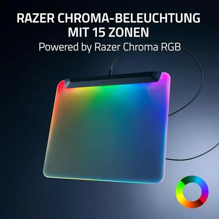 Razer Firefly V2 Pro - RGB-hintergrundbeleuchtete Gaming-Mausmatte - integrierter USB-Anschluss (15-Zonen-LED-Beleuchtung, mikrogeätzte Oberfläche für optimales Tracking, USB-C Kabel) Schwarz – Bild 3