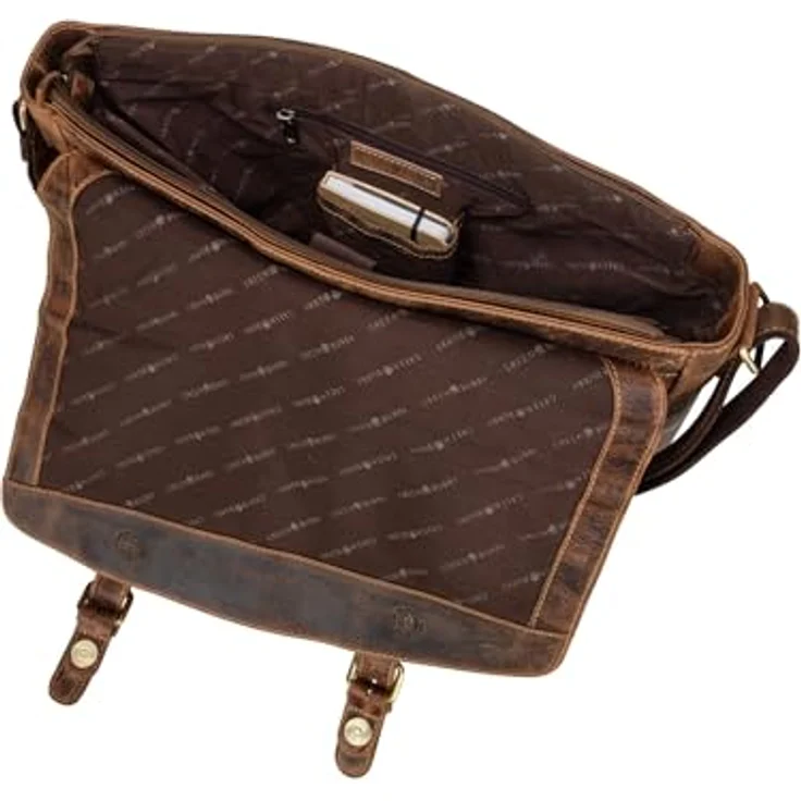 Greenburry Laptoptasche Vintage 1541 Revolver Bag XL (16.14"), Notebooktasche, Braun, aus hochwertigem Rindleder – Bild 5