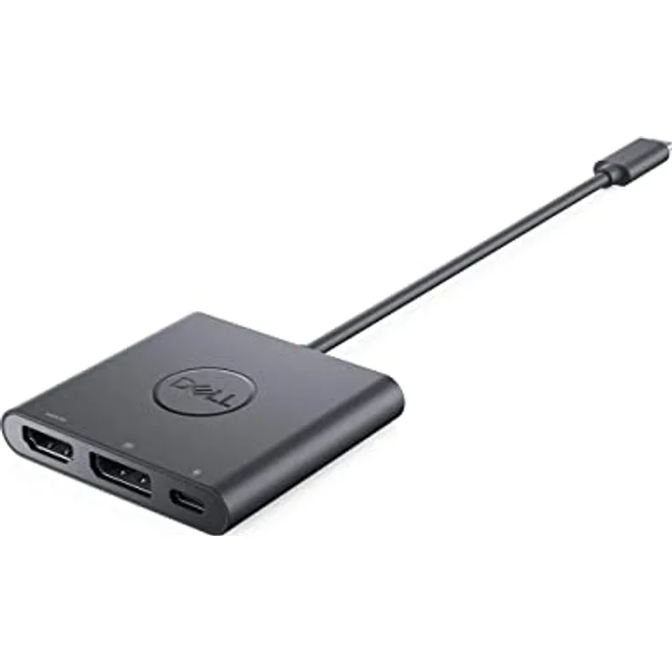 Dell Adapter USB-C to HDMI/DP with Power Pass-Through, 470-AEGY, USB-Hub mit SuperSpeed 10Gbps USB-A Anschlüssen, schwarz