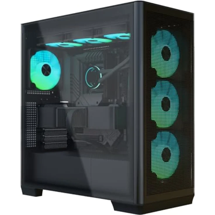 APNX GEH Midi C1-R-BK-V1 Computergehäuse, MicroATX, Mini-ITX kompatibel, Schwarz – Bild 2