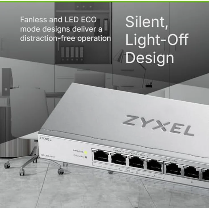 Zyxel GS1200-8HPV3, 8-Port Gigabit PoE+ Switch, smart managed, grau, mit LACP und IGMP Unterstützung – Bild 6