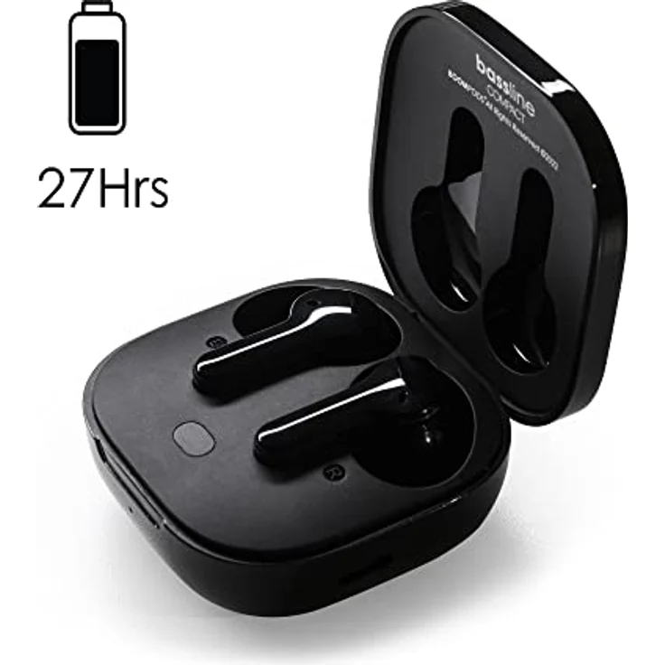 Boompods Bassline Compact True Wireless Bluetooth Kopfhörer, kabellose Ohrhörer & Ladebox, bis zu 27 Std. Spielzeit, TWS In-Ear Kopfhörer mit Noise Cancelling Mikrofon, IPX4 Schutz Ear Buds, Schwarz – Bild 4