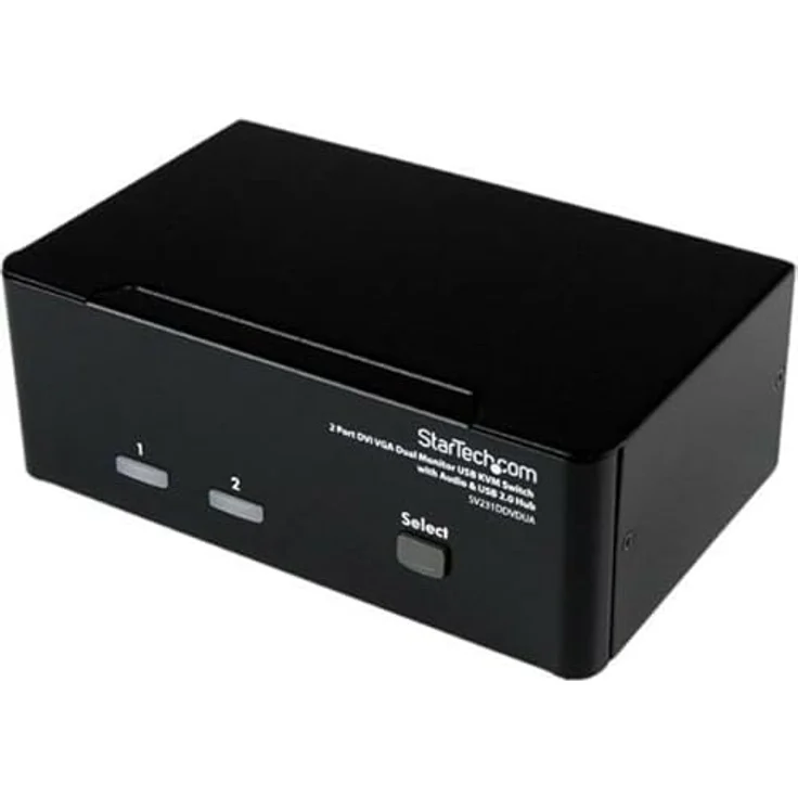 StarTech.com Dual DVI VGA 2 Port Monitor Audio Switch 2-fach KVM Umschalter USB 2.0 1920x1200 - 2 x USB 2.0 4 x DVI-I 4 x Klinke (Buchse) – Bild 4