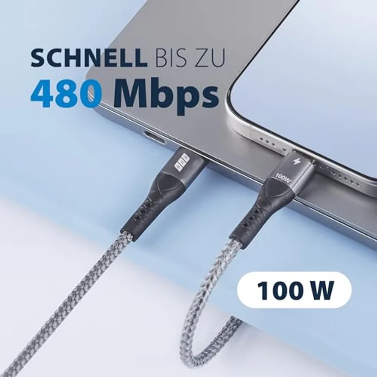 EFB USB-C Kabel, 100W PD 3.0, 10 Gbit/s, 4K Video, E-Marker Chip, 0,5m, grau – Bild 8