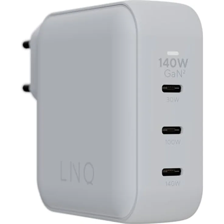 LinQ 140W GaN2 Wall Charger, USB Ladegerät mit 3 USB-C PD-Anschlüssen, Weiss