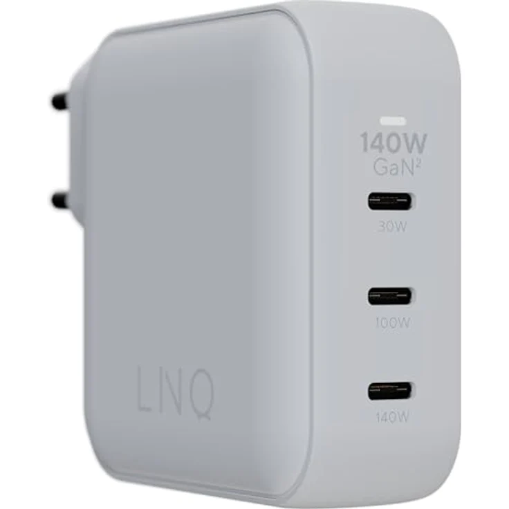 LinQ 140W GaN2 Wall Charger, USB Ladegerät mit 3 USB-C PD-Anschlüssen, Weiss – Bild 1