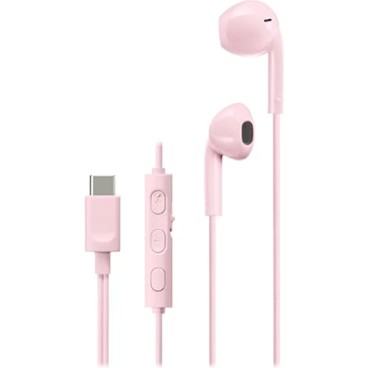 JVC HA-FR17UC-P, USB-C Ohrhörer mit Mikrofon und 3-Tasten-Fernbedienung, kompakt, pink – Bild 1