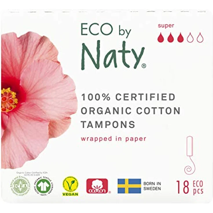 Eco by Naty Tampons - Super, 18 Tampons. Pflanzlich, Vegan, 100% Bio-Baumwolle - Preisvergleich – Bild 1