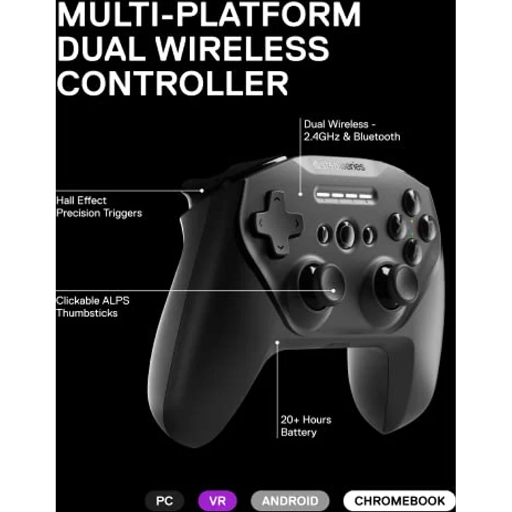 SteelSeries Stratus Duo Wireless Gaming Controller - Dual-Wireless-Konnektivität - Fortnite Ready auf Android - Hochleistungsmaterialien - Schwarz – Bild 3