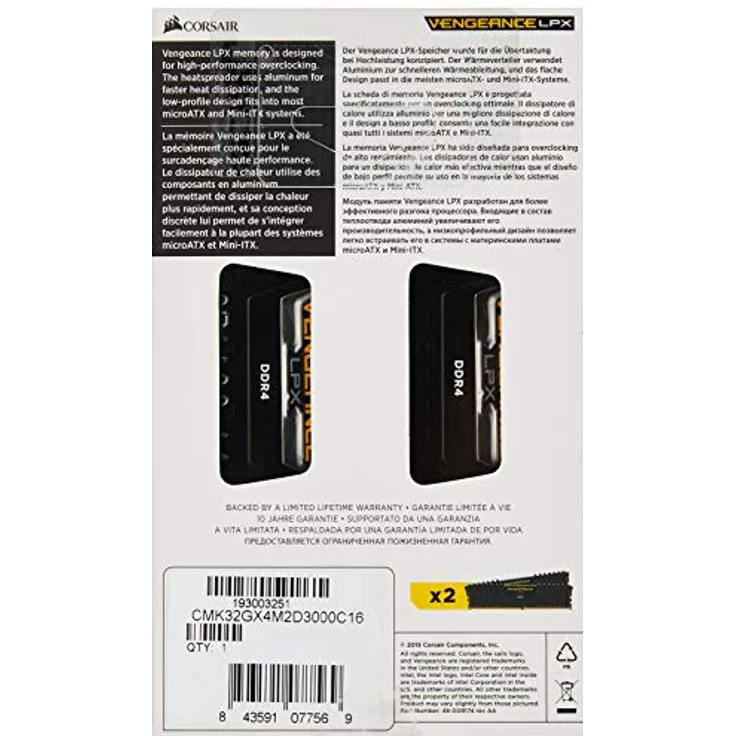 Corsair Vengeance LPX 32GB (2x16GB) DDR4 3000MHz C16 XMP 2,0 High Performance Desktop Arbeitsspeicher Kit, Schwarz - Preisvergleich – Bild 4