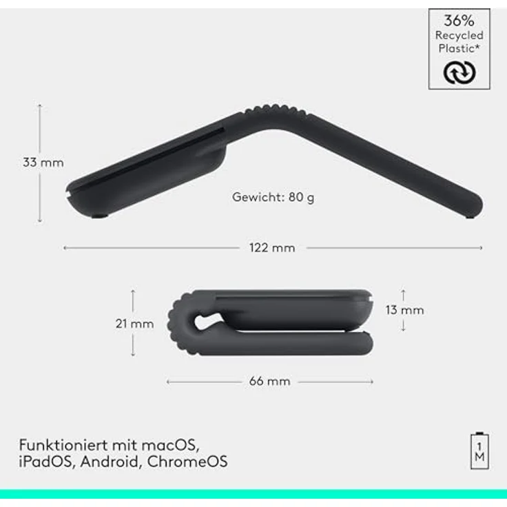 LOGITECH Mobi Fold kabellose Faltbare Maus, ultramobile kompakte Maus mit 4K DPI-Abtastung, Graphite – Bild 10